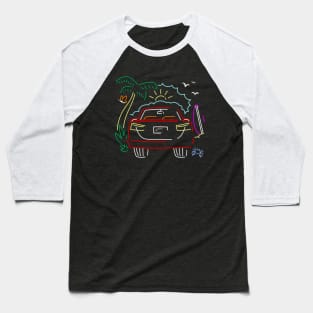 Hawaiian Vacation - Neon Car Baseball T-Shirt